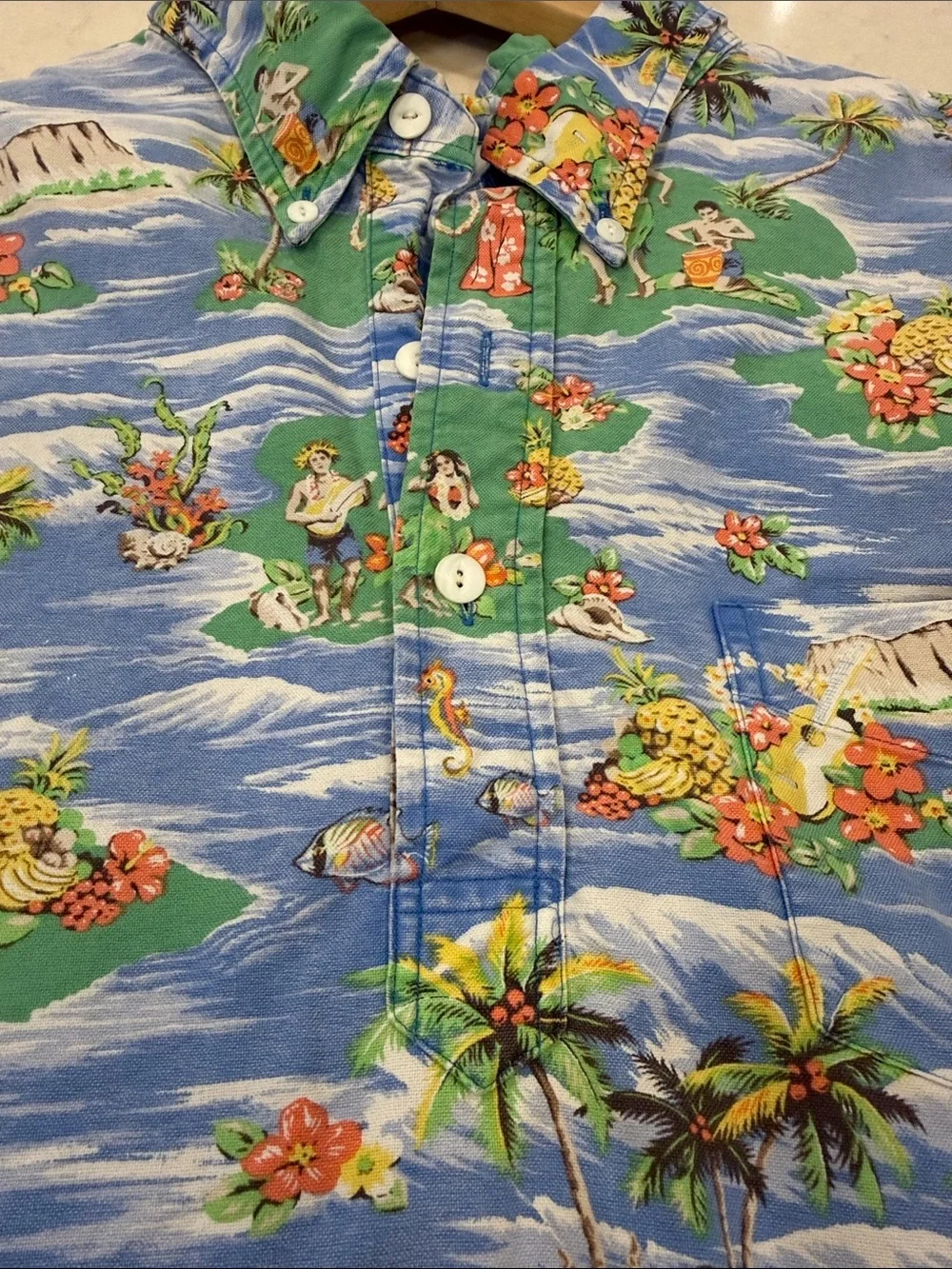 Polo Ralph Lauren Aloha Hawaiian 1/3 Button Pull Over Shirt Men Size XXL